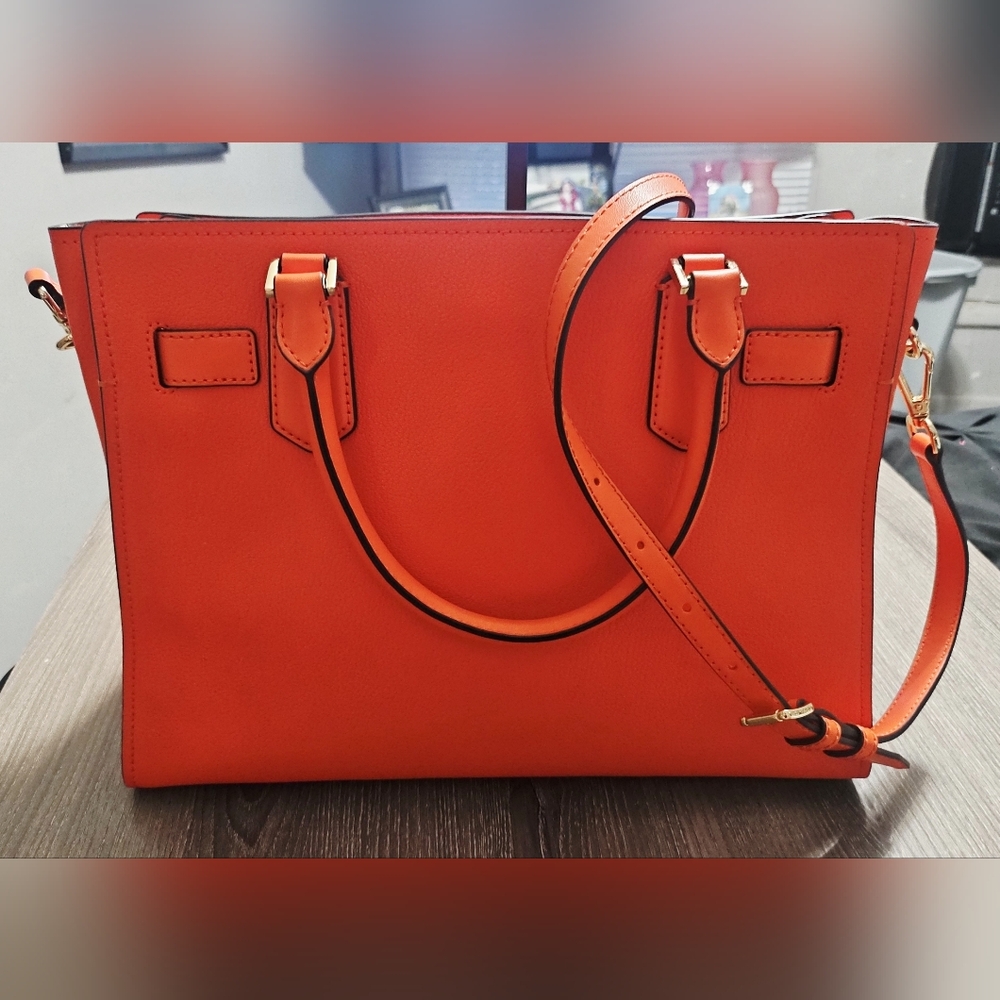 NWOT Authentic Michael Kors Hamilton Medium Satchel in Poppy Orange - Picture 9 of 15